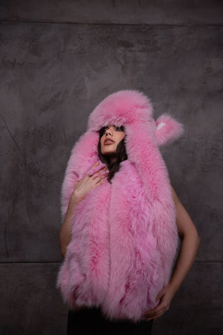 Saga Blue Fox Fur Animal Hat with Ears 'Foxie'