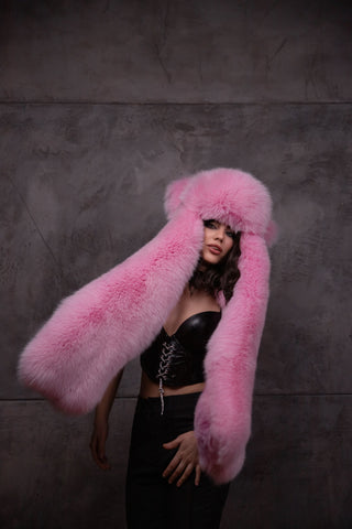 Saga Blue Fox Fur Animal Hat with Ears 'Foxie'