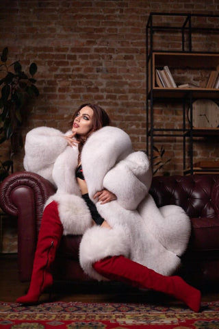 Saga Albino (Arctic) Fox Fitted Coat 'Santa's Temptation'