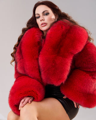 Blue Fox Fur Jacket 'Moto Fur'