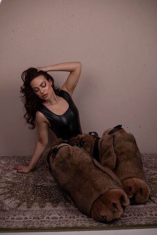 3-Piece Fox & Rex Rabbit Fur Set: Tail Shorts, Harness & Boots