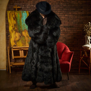 “The Phantom of the Opera” Silver Fox Fur Coat - Men