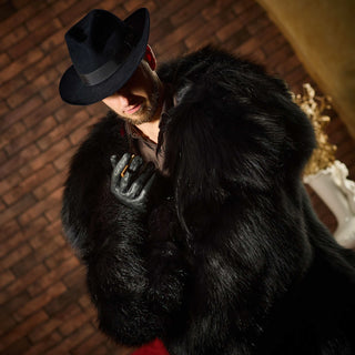 “The Phantom of the Opera” Silver Fox Fur Coat - Men