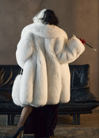 Arctic (Albino) Fox Fur Long Coat 'Cruella'