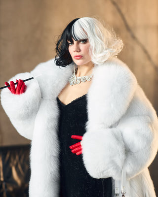 Arctic (Albino) Fox Fur Long Coat 'Cruella'