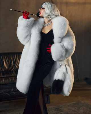Arctic (Albino) Fox Fur Long Coat 'Cruella'