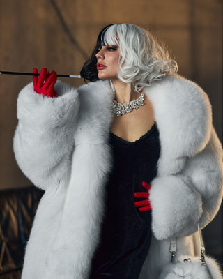 Arctic (Albino) Fox Fur Long Coat 'Cruella'