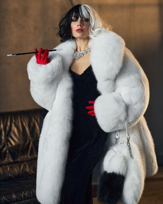 Arctic (Albino) Fox Fur Long Coat 'Cruella'
