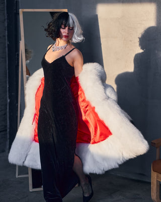 Arctic (Albino) Fox Fur Long Coat 'Cruella'