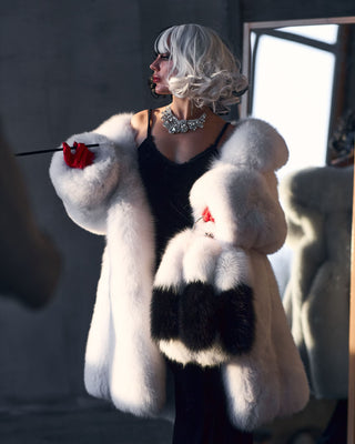 Arctic (Albino) Fox Fur Long Coat 'Cruella'