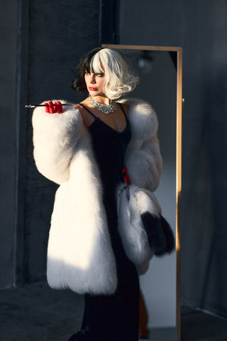 Arctic (Albino) Fox Fur Long Coat 'Cruella'