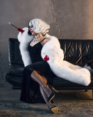 Arctic (Albino) Fox Fur Long Coat 'Cruella'