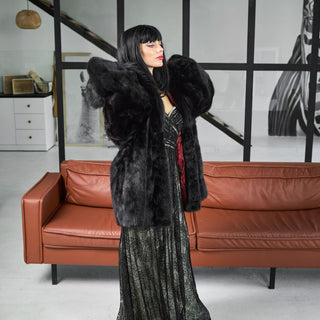Mink Coat with Silver Fox Fur Trimmed Hood