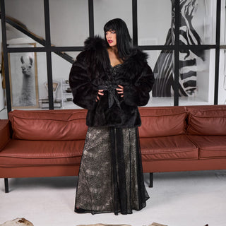 Mink Coat with Silver Fox Fur Trimmed Hood