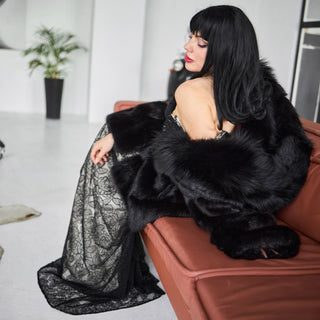 Mink Coat with Silver Fox Fur Trimmed Hood