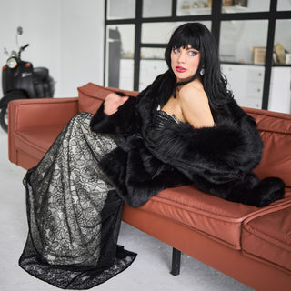 Mink Coat with Silver Fox Fur Trimmed Hood