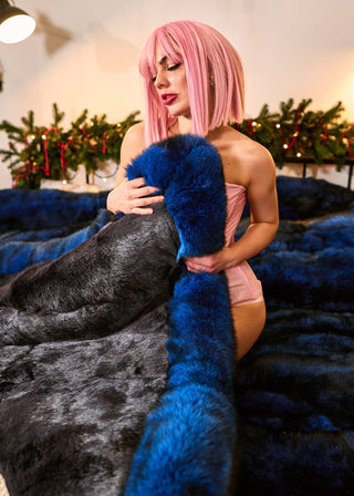 Saga Blue Fox Fur Blanket