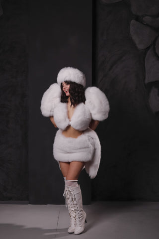 Saga White Fox Tailed Skirt – Fantasy Fur Statement Skirt