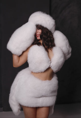 Saga White Fox Tailed Skirt – Fantasy Fur Statement Skirt