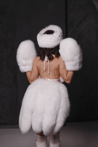 Saga White Fox Tailed Skirt – Fantasy Fur Statement Skirt
