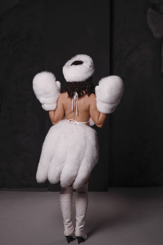 Saga White Fox Tailed Skirt – Fantasy Fur Statement Skirt