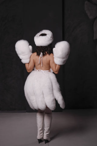 Saga White Fox Tailed Skirt – Fantasy Fur Statement Skirt
