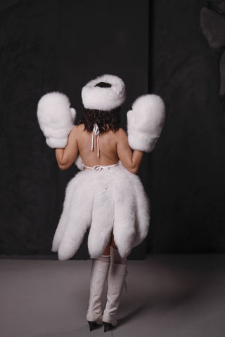 Saga White Fox Tailed Skirt – Fantasy Fur Statement Skirt