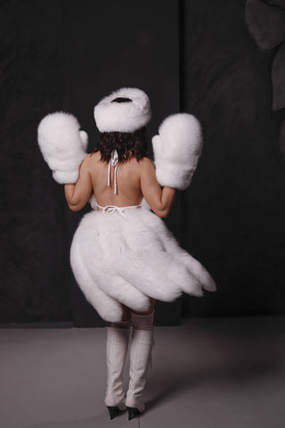 Saga White Fox Tailed Skirt – Fantasy Fur Statement Skirt