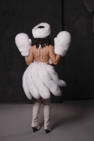 Saga White Fox Tailed Skirt – Fantasy Fur Statement Skirt