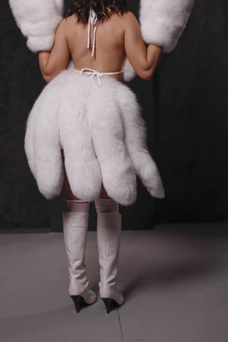 Tailed Skirt Set – Saga Snow White Fox Fur Fetish Outfit