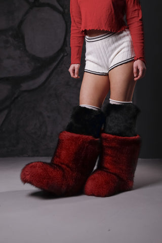 Giant Saga Blue Fox & Rabbit Fur Boots ‘Chunias’ – Indoor Fur Boots