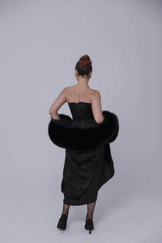 Saga Blue Fox Fur Trimmed Nightgown “Old Money” – Luxury Silk Robe