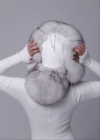 Saga Blue Fox Trapper Hat – Mongolian-Style Fur Hat with Full Neck Coverage