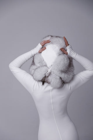 Saga Blue Fox Trapper Hat – Mongolian-Style Fur Hat with Full Neck Coverage