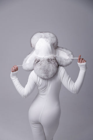 Saga Blue Fox Trapper Hat – Mongolian-Style Fur Hat with Full Neck Coverage