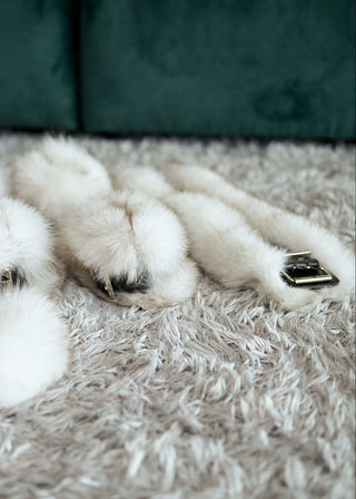 Blue Fox Fur Wrist Cuffs in Natural White 'Dream Keeper'