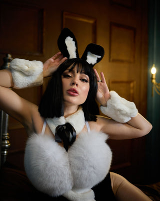 Saga Blue Fox & Rabbit Fur Set “Naughty Bunny” – Luxury Fur Lingerie Set