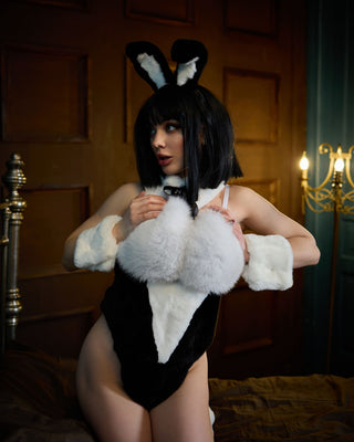 Saga Blue Fox & Rabbit Fur Set “Naughty Bunny” – Luxury Fur Lingerie Set