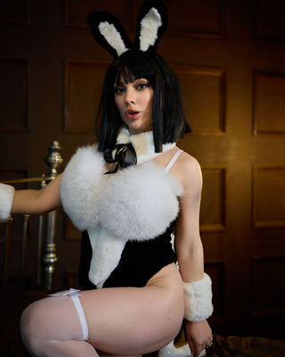 Saga Blue Fox & Rabbit Fur Set “Naughty Bunny” – Luxury Fur Lingerie Set