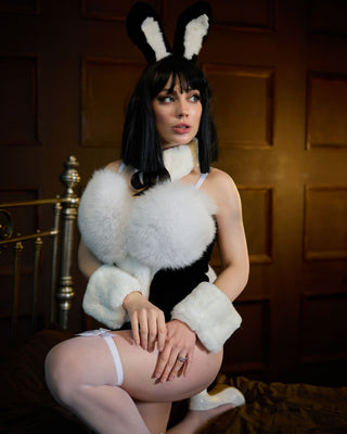 Saga Blue Fox & Rabbit Fur Set “Naughty Bunny” – Luxury Fur Lingerie Set