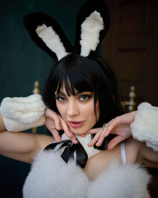 Saga Blue Fox & Rabbit Fur Set “Naughty Bunny” – Luxury Fur Lingerie Set
