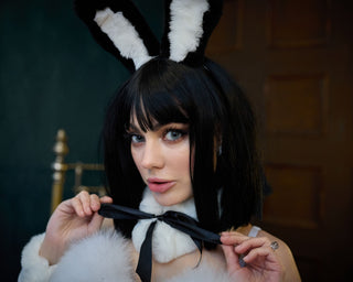 Saga Blue Fox & Rabbit Fur Set “Naughty Bunny” – Luxury Fur Lingerie Set