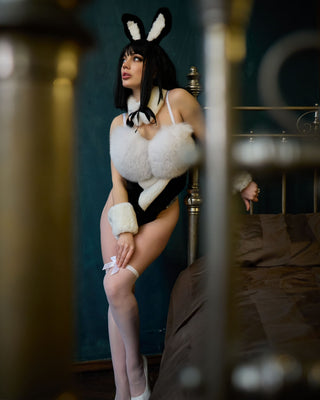 Saga Blue Fox & Rabbit Fur Set “Naughty Bunny” – Luxury Fur Lingerie Set