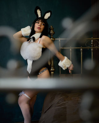 Saga Blue Fox & Rabbit Fur Set “Naughty Bunny” – Luxury Fur Lingerie Set