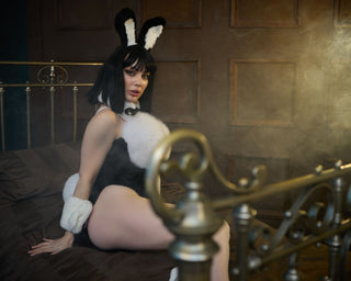 Saga Blue Fox & Rabbit Fur Set “Naughty Bunny” – Luxury Fur Lingerie Set