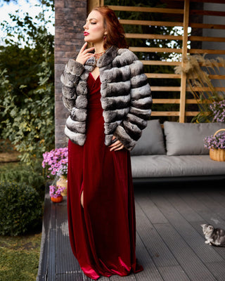 Extremely Soft Chinchilla Fur Short Coat