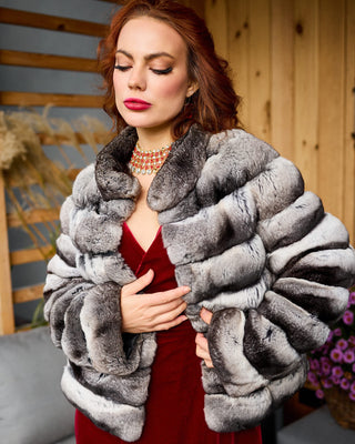 Extremely Soft Chinchilla Fur Short Coat