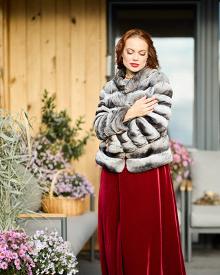 Extremely Soft Chinchilla Fur Short Coat