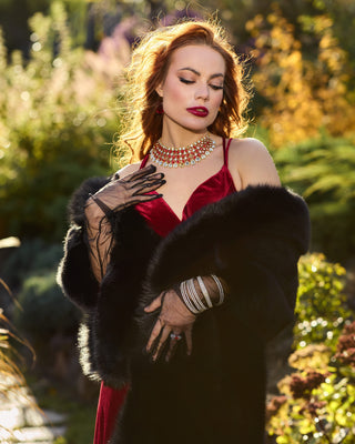 Elegant Saga Blue Fox & Rex Rabbit Fur Wrap