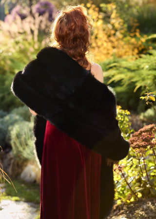 Elegant Saga Blue Fox & Rex Rabbit Fur Wrap